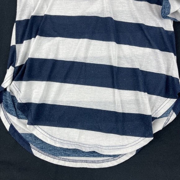 Justify Womens Blouse Blue White Striped Small - Picture 7 of 10